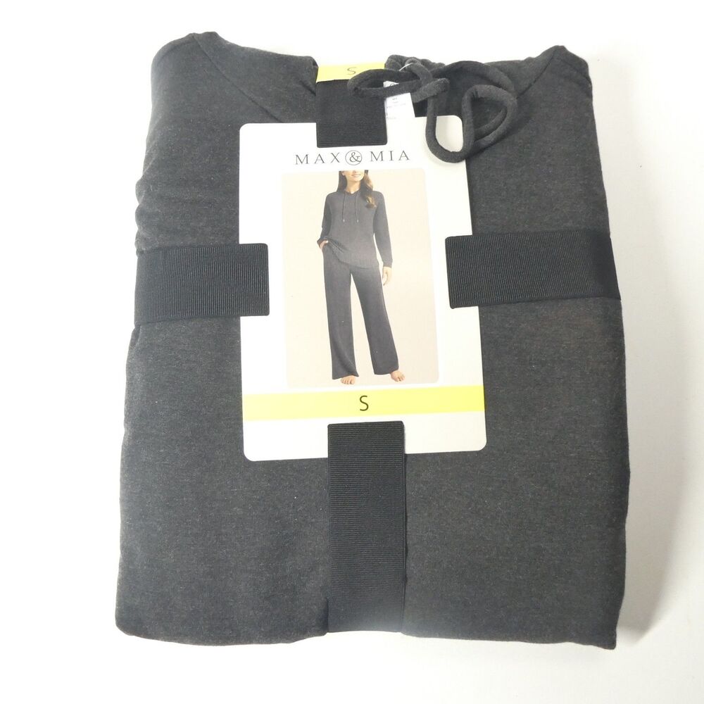 Max & Mia SMALL Heather Charcoal Loungewear Set 2pc Signature Hoodie Pajamas NWT